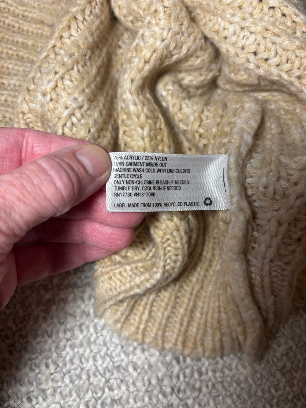 A New Day Beige Chunky Ribbed Knit Crewneck Sweater - Size M - Picture 8 of 13